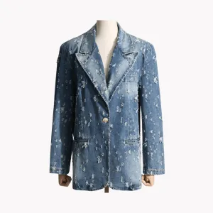 Pre Order:  Grunge Distressed Denim Blazer