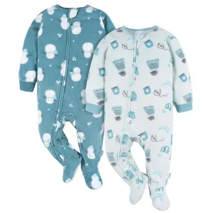 2-Pack Baby & Toddler Neutral Blue Winter Items Fleece Pajamas