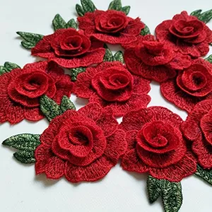 5 Rose Embroidered Applique Cloth Stickers for Clothing and Accessories