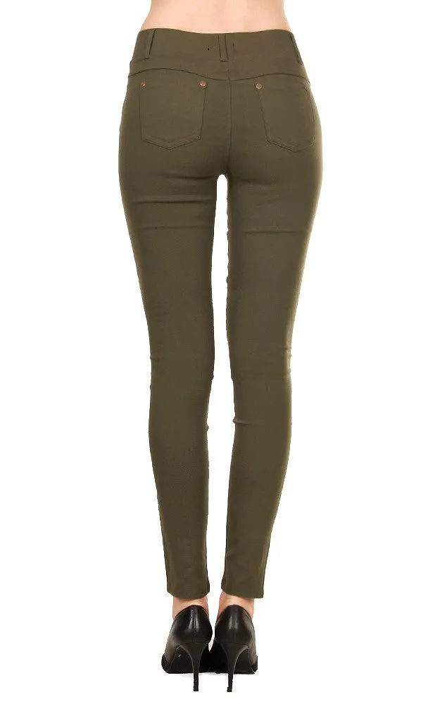 AL16773 Olive Stretch Jeggings