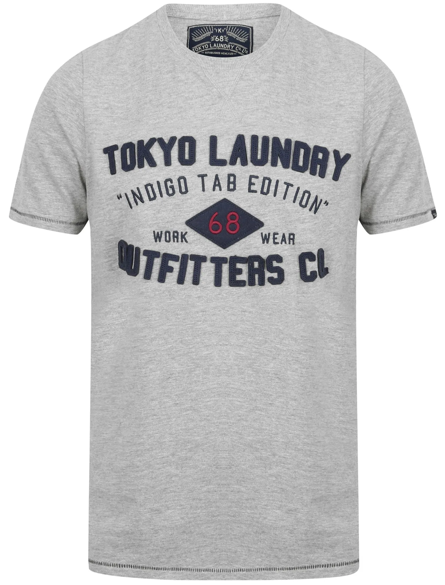 Athensburg Applique Cotton T-Shirt In Light Grey Marl - Tokyo Laundry