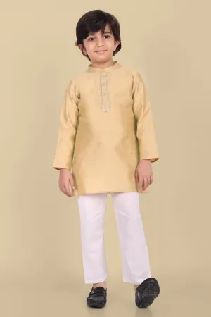 Boys Golden Kurta and Pajama - Set of 2