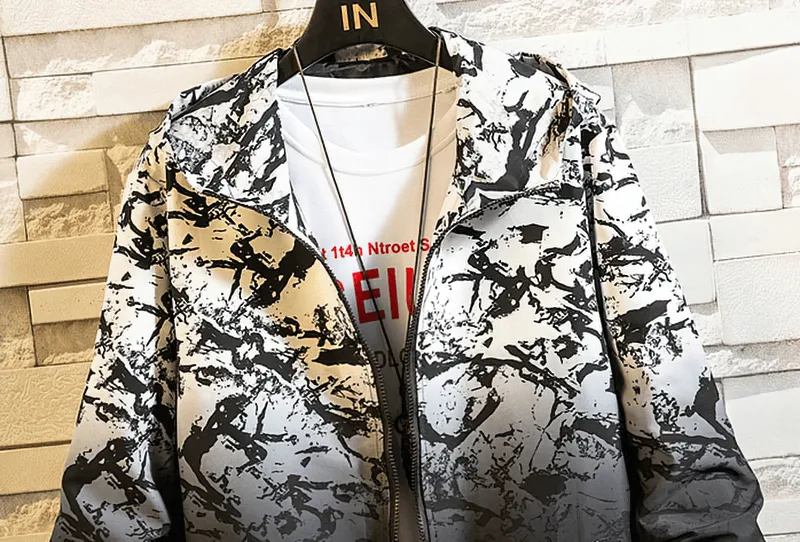 Female Zipper Hooded Jacket with Print / Lightweight Windbreaker - SF0910