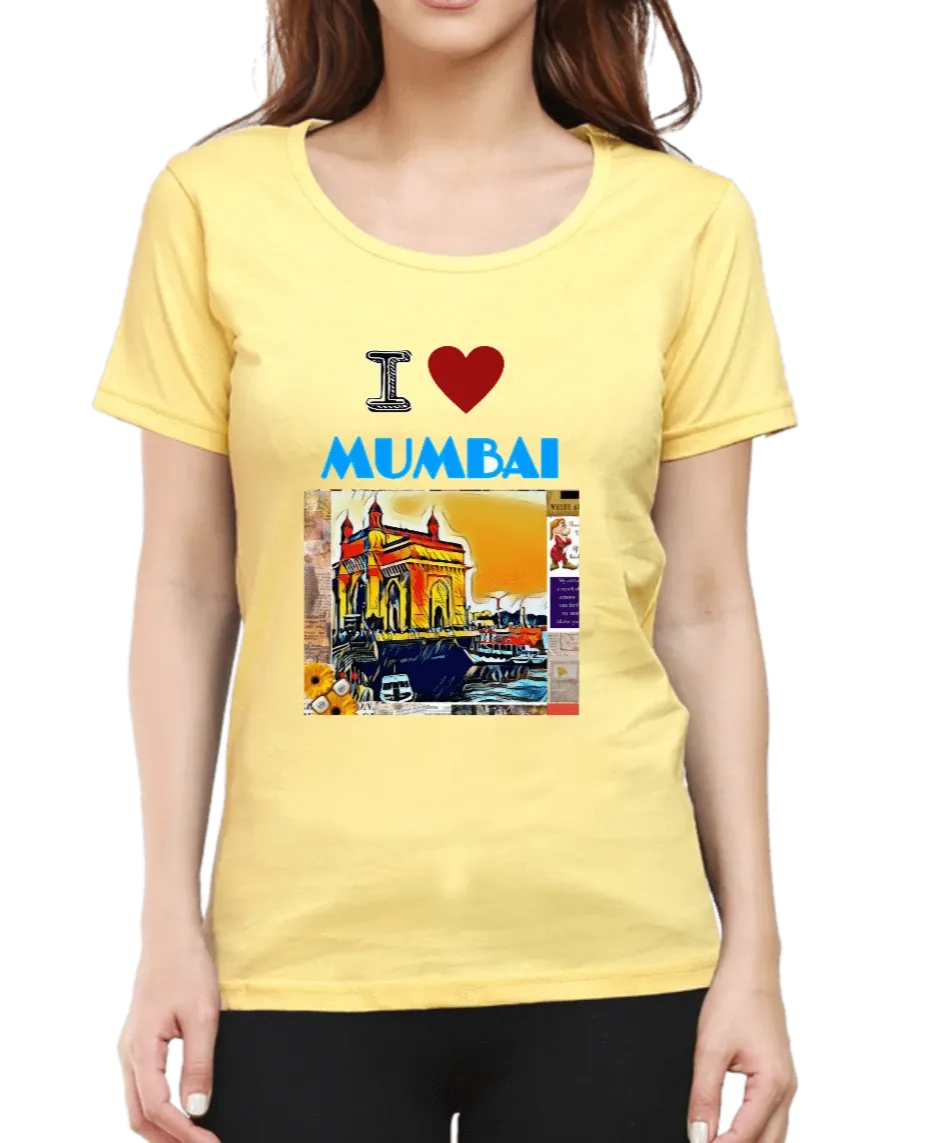 I Love Mumbai T Shirt for Women D50