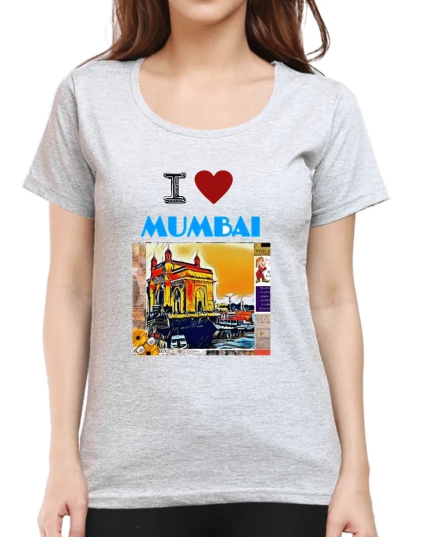 I Love Mumbai T Shirt for Women D50