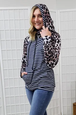 Kelly Striped Leopard Double Hoodie