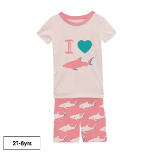 Kickee Pants | Short Sleeve Pajama Set w/ Shorts - Strawberry Sharky Size 3T