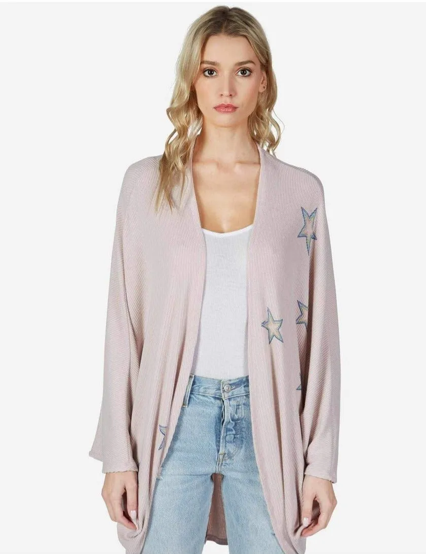 Lauren Moshi Isla Rainbow Outline Stars Wrap Cardigan