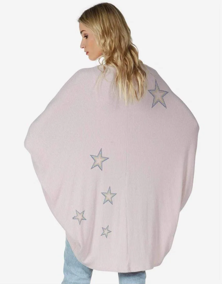 Lauren Moshi Isla Rainbow Outline Stars Wrap Cardigan