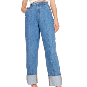 Lee Women's Seam Detail Turn Up High Waisted Jean