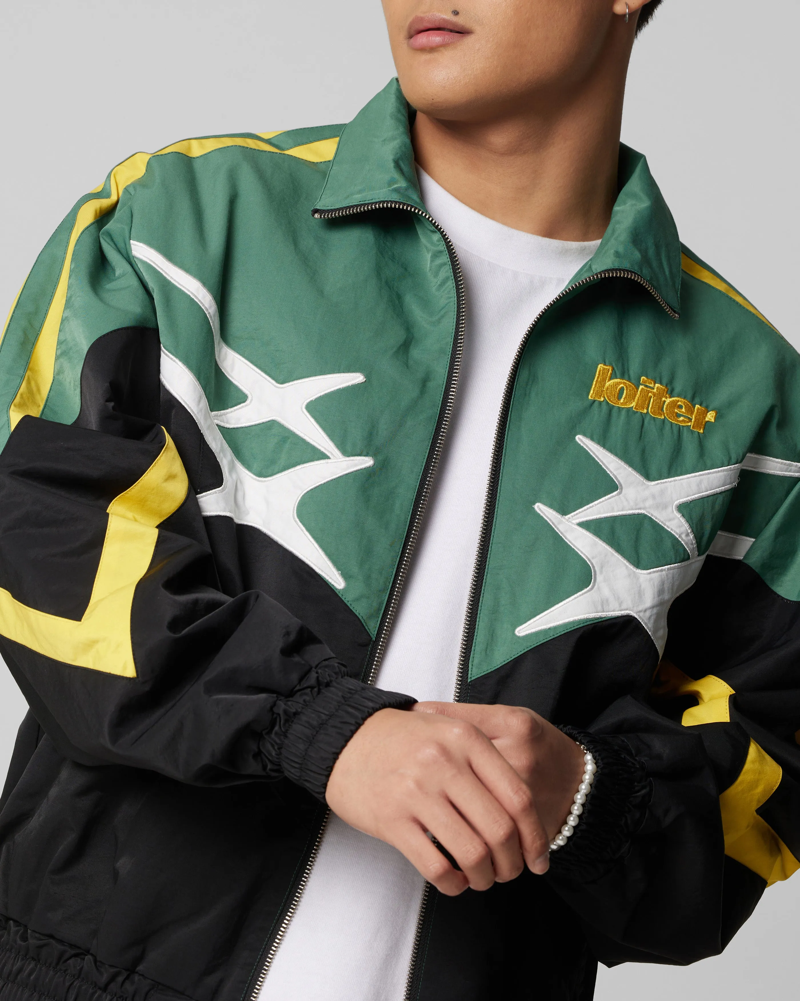 Loiter Hybrid Track Jacket Green/Yellow