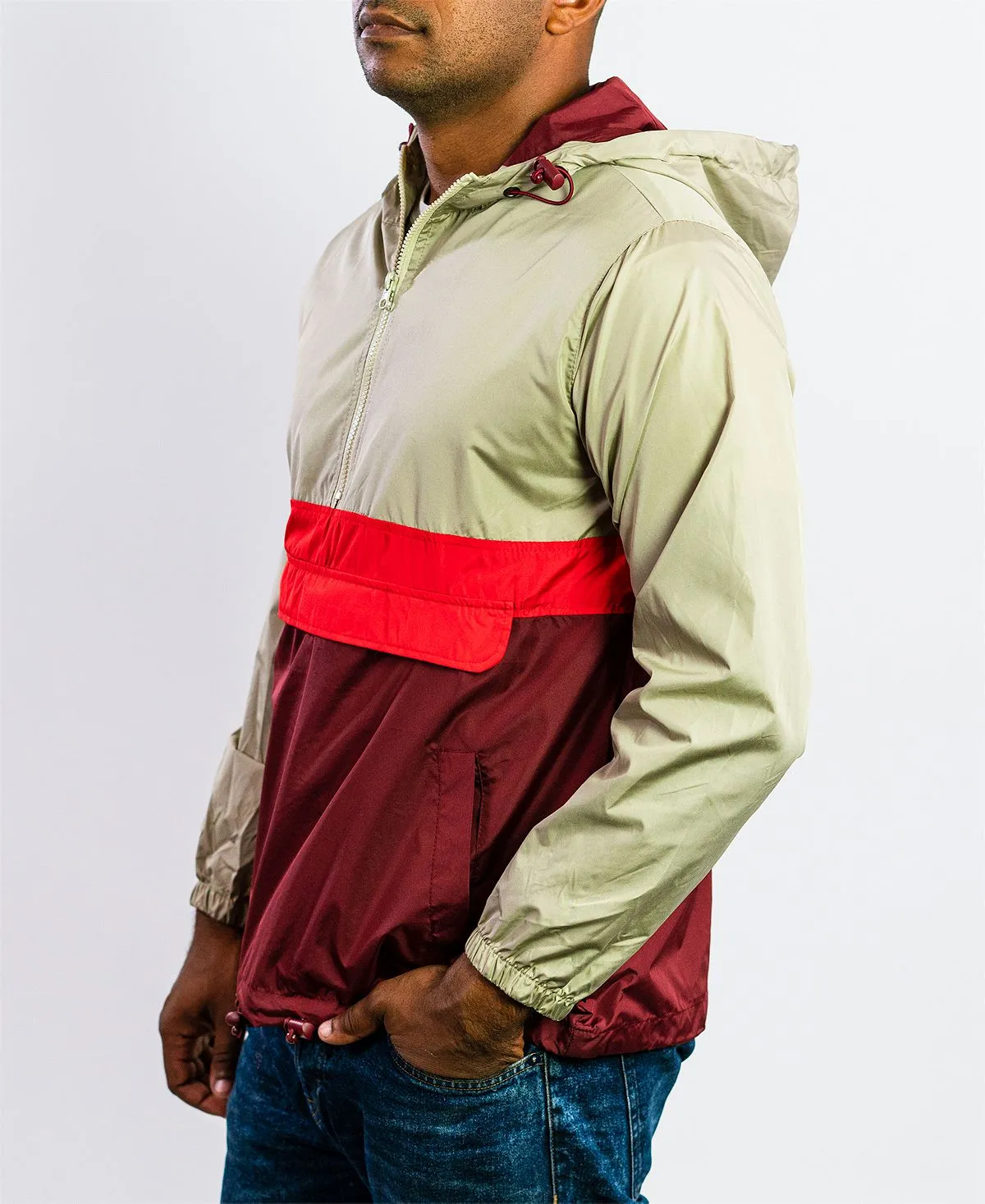 Men's lightweight windbreaker with hood BEAUTIFUL GIANT, red