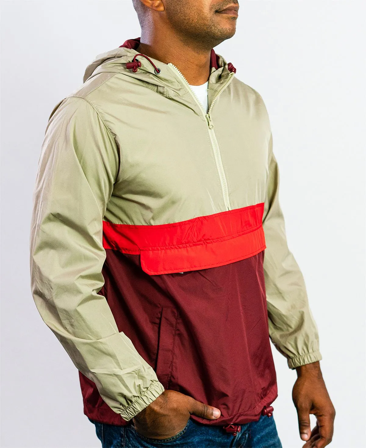 Men's lightweight windbreaker with hood BEAUTIFUL GIANT, red