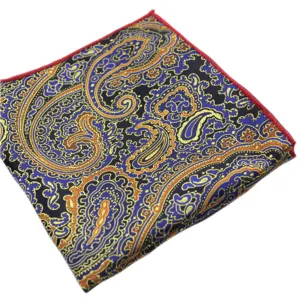 Peacock Blue / Overt Green Paisley Pocket Square - [2017 Spring]