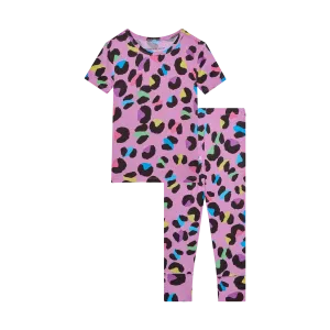 Posh Peanut Basic Short Sleeve Pajamas - Electric Leopard