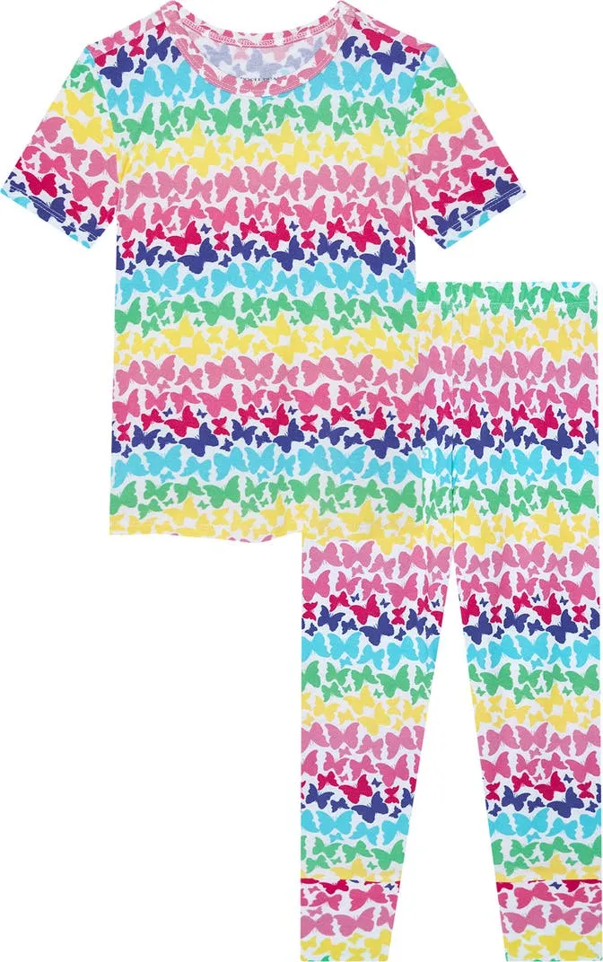 Posh Peanut Basic Short Sleeve Pajamas - Rainbow Butterfly