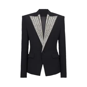 Pre Order:  Bejeweled Peak Lapel Evening Blazer