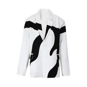 Pre Order:  Contrast Pattern Notched Collar Blazer