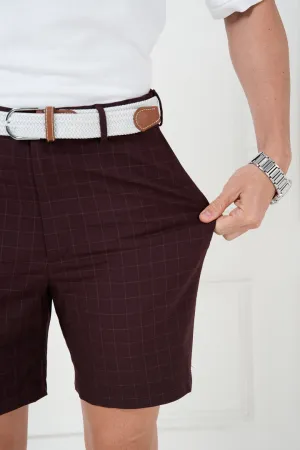 Sangria Wine Checks Stretch Chino Shorts