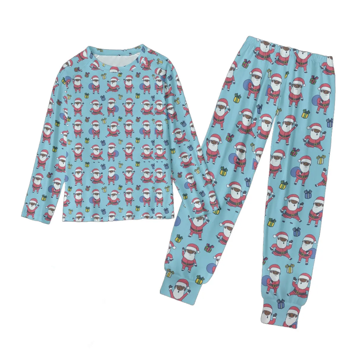 Santa Getting Jiggy (Blue) Men's Pajama Set