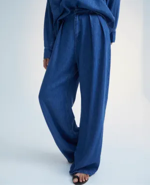 The New Society Woodland Denim Blue Wide Trousers