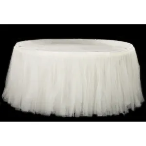 Tulle Tutu 14ft Table Skirt - Ivory