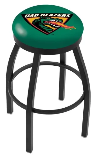 UAB Blazers HBS Black Swivel Bar Stool with Green Cushion