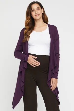 Waterfall Maternity Cardigan - Plum